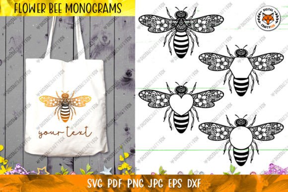 Download Bee SVG, Floral Bee Monogram, Bee Flower - Floral bee Collection
