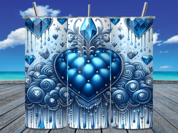 Download Blue Diamond Heart Tumbler Wrap Design - Blue diamond heart Collection