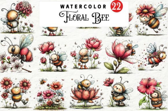 Download Whimsical Floral Bee Clipart - Floral bee Collection