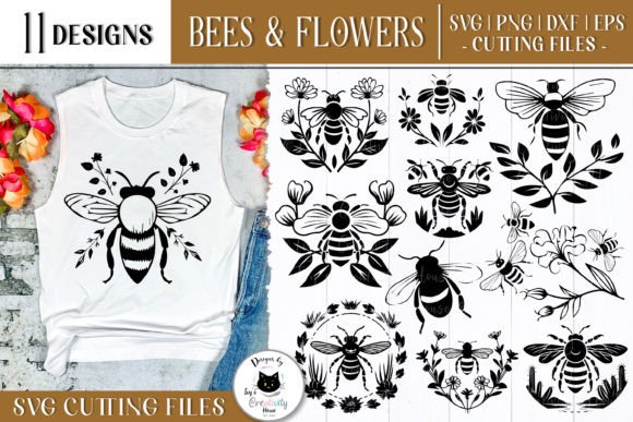 Download Floral Bee SVG Bundle | Bee Clipart - Floral bee Collection