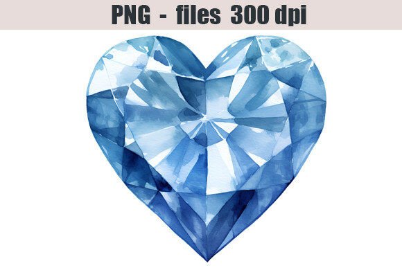 Download Blue Diamond Heart Watercolor Clipart - Blue diamond heart Collection