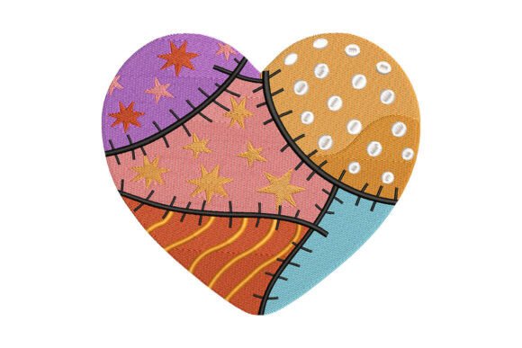 Download Colorful Heart Patch Embroidery - Colorful heart Collection