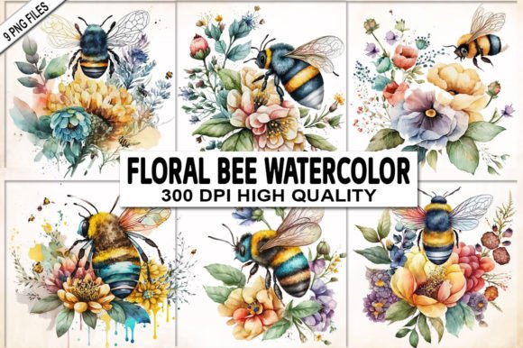Download Floral Bee Watercolor - Floral bee Collection