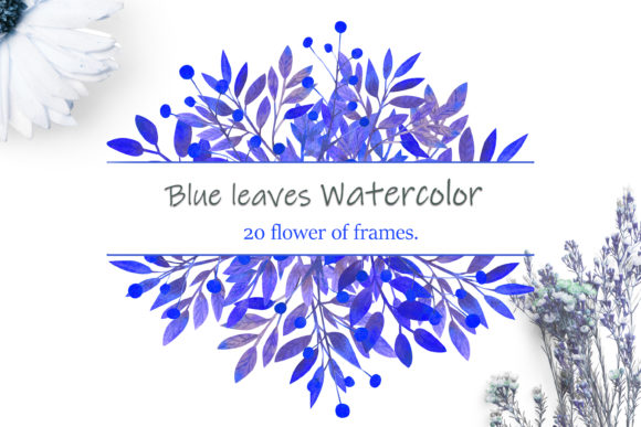 Download Romantic Frames with Blue Leaves - Premium Resources