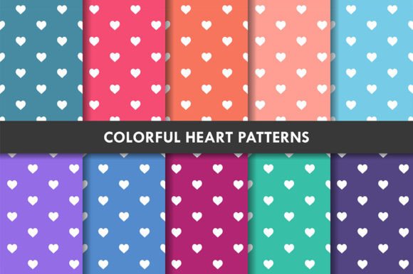 Download Colorful Heart Pattern Background Set - Colorful heart Collection