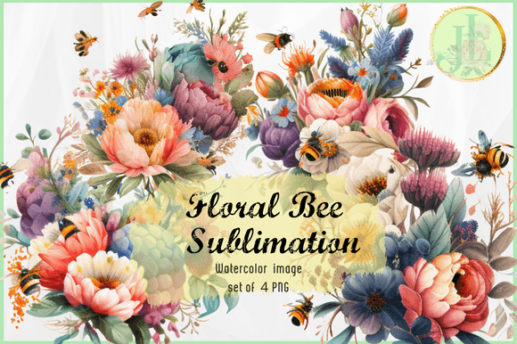 Download Floral Bee Watercolor Sublimation - Floral bee Collection