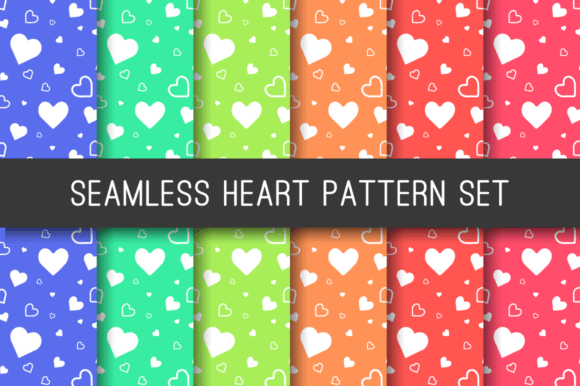 Download Colorful Heart Seamless Pattern Set - Colorful heart Collection