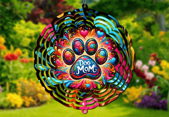 Download Dog Mom Colorful Heart Wind Spinner - Colorful heart Collection