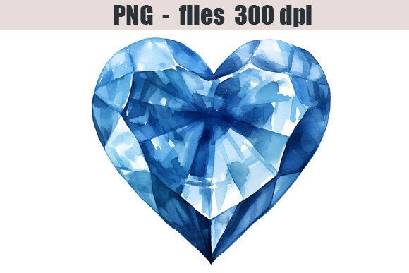 Download Blue Diamond Heart Watercolor Clipart - Blue diamond heart Collection